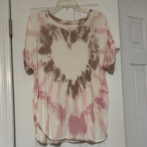 Pink and Brown Tie-Dye Women's Top